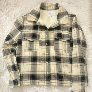Lucky Brand Cream and Black Sherpa Jacket
